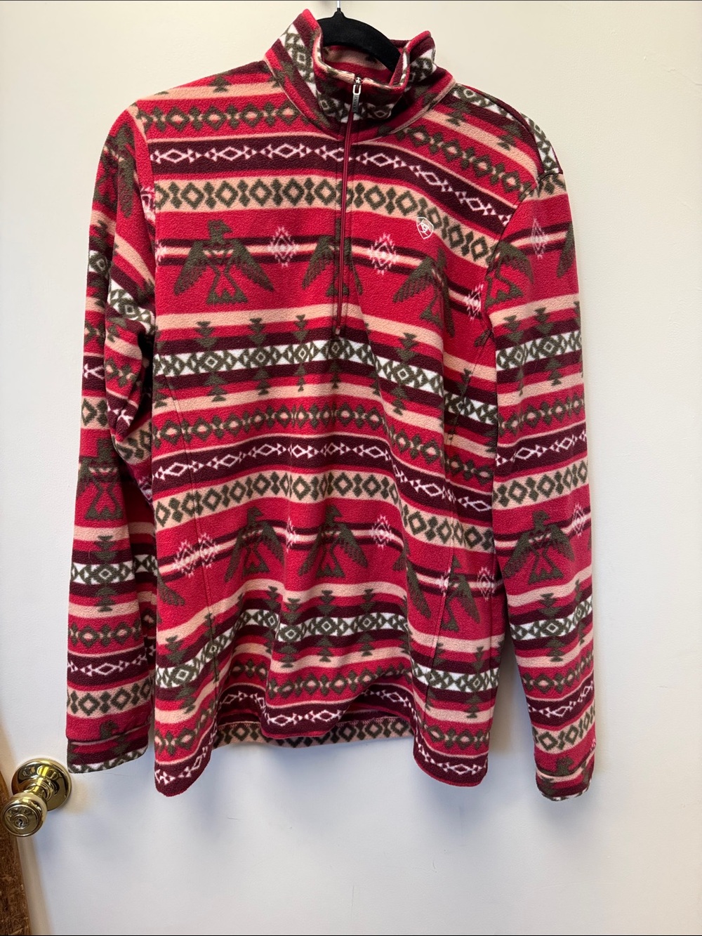 Ariat Red, Cream & Brown Southwestern Half-Zip Turtleneck Pullover